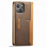 Lc.Imeeke iPhone 14 Plus Etui Kortlomme Utside Brun