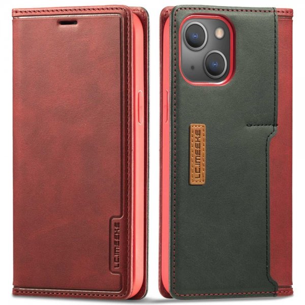 Lc.Imeeke iPhone 14 Plus Etui Kortlomme Utside Rød