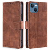 iPhone 14 Plus Etui Krokodillemønster Brun