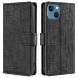 iPhone 14 Plus Etui Krokodillemønster Svart
