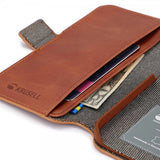 Krusell iPhone 14 Plus Etui Leather PhoneWallet Cognac