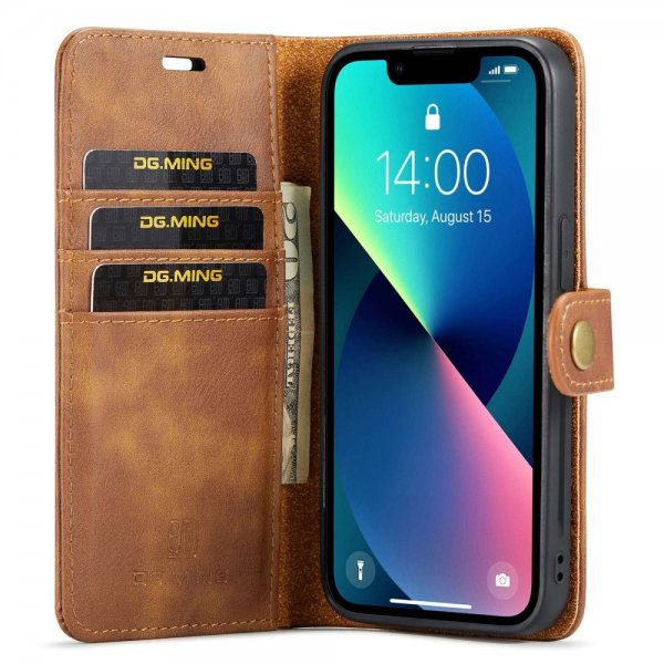 Dg.Ming iPhone 14 Plus Etui Avtagbart Deksel Brun