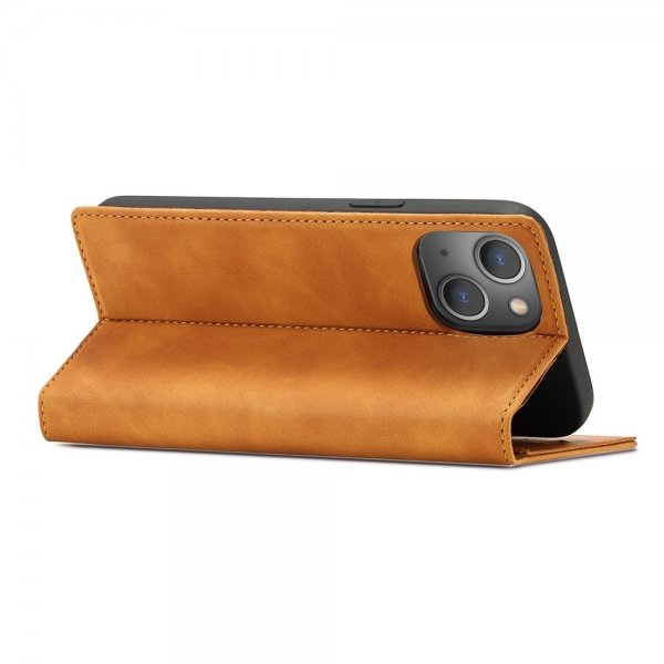 Lc.Imeeke iPhone 14 Plus Etui med Kortlomme flipp Brun