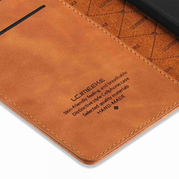 Lc.Imeeke iPhone 14 Plus Etui med Kortlomme flipp Brun