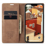 CaseMe iPhone 14 Plus Etui Retro Flip Brun