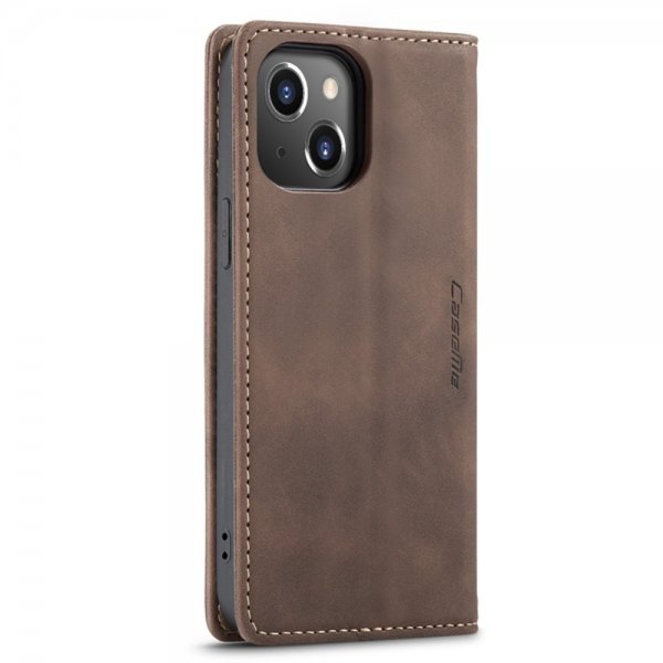 CaseMe iPhone 14 Plus Etui Retro Flip Kaffe