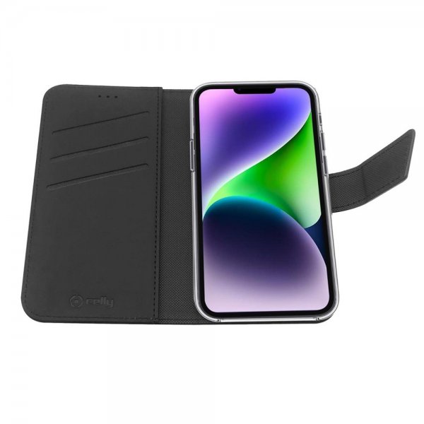 Celly iPhone 14 Plus Etui Wally Wallet Case Svart