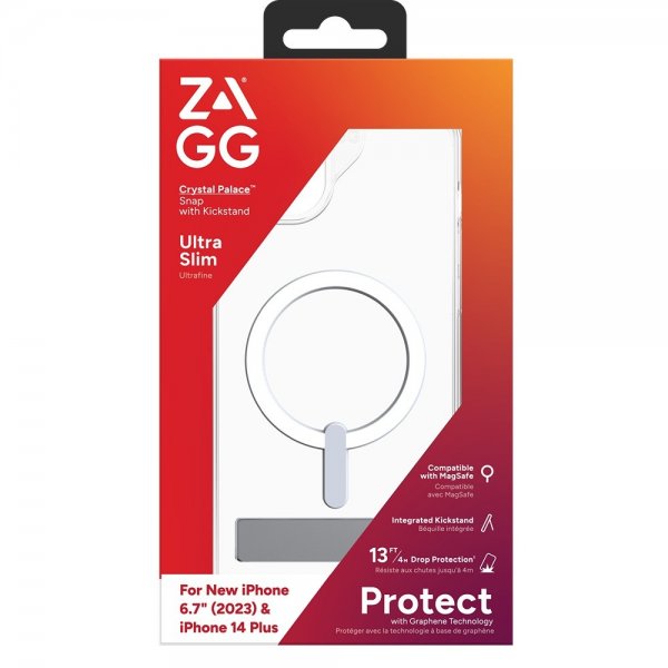 Zagg iPhone 14 Plus/iPhone 15 Plus Deksel Crystal Palace Snap Kickstand Clear