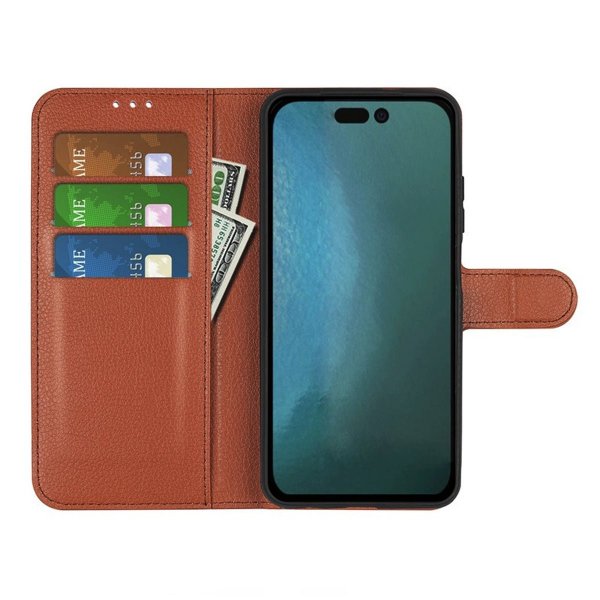 iPhone 14 Plus Etui med Stativ Brun