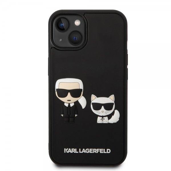 Karl Lagerfeld iPhone 14 Plus Deksel 3D Rubber Karl & Choupette Svart