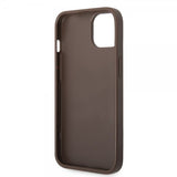 Guess iPhone 14 Plus Deksel Bottom Stripe Metal Logo Brun