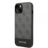 Guess iPhone 14 Plus Deksel Bottom Stripe Metal Logo Grå