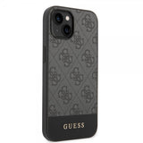 Guess iPhone 14 Plus Deksel Bottom Stripe Metal Logo Grå