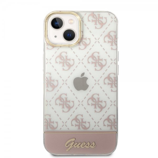 Guess iPhone 14 Plus Deksel Bottom Stripe Script Logo Rosa