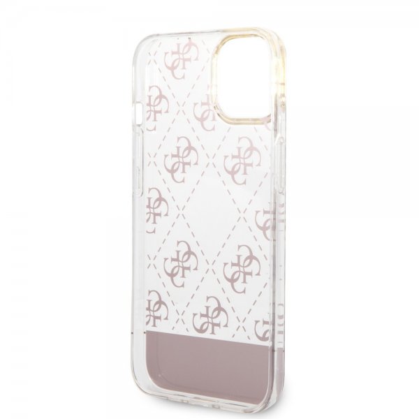 Guess iPhone 14 Plus Deksel Bottom Stripe Script Logo Rosa