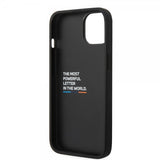 BMW iPhone 14 Plus Deksel Carbon Effect Printed Logo Svart