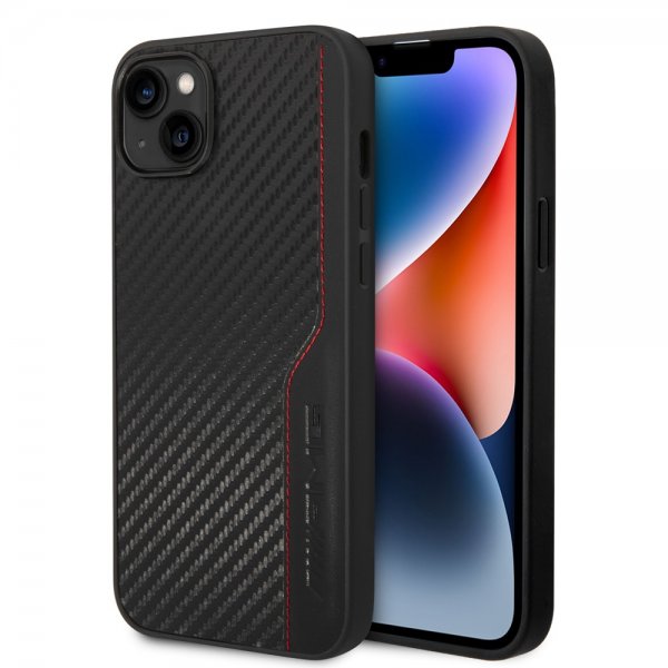 AMG iPhone 14 Plus Deksel Carbon Effect Stamped Logo Svart