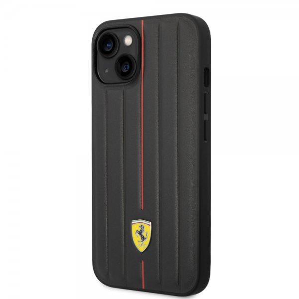 Ferrari iPhone 14 Plus Deksel Embossed Stripes Rød