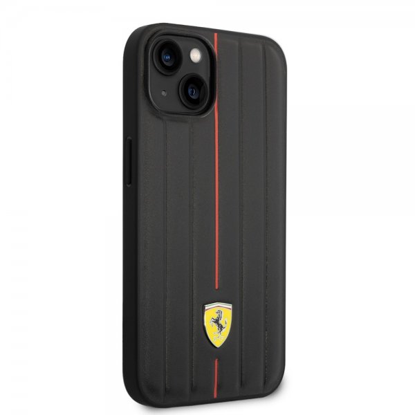 Ferrari iPhone 14 Plus Deksel Embossed Stripes Rød