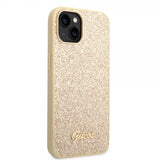 Guess iPhone 14 Plus Deksel Glitter Flakes Metal Logo Gull