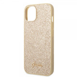 Guess iPhone 14 Plus Deksel Glitter Flakes Metal Logo Gull