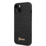 Guess iPhone 14 Plus Deksel Glitter Flakes Metal Logo Svart