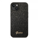 Guess iPhone 14 Plus Deksel Glitter Flakes Metal Logo Svart