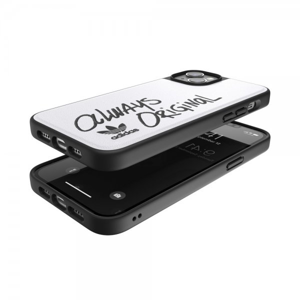 Adidas iPhone 14 Plus Deksel Inlay Embroidery Case Hvit Svart