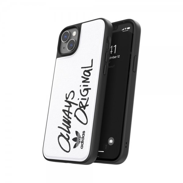 Adidas iPhone 14 Plus Deksel Inlay Embroidery Case Hvit Svart