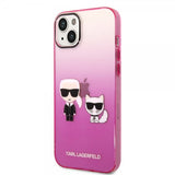 Karl Lagerfeld iPhone 14 Plus Deksel Karl & Choupette Gradient Rosa