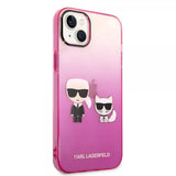 Karl Lagerfeld iPhone 14 Plus Deksel Karl & Choupette Gradient Rosa