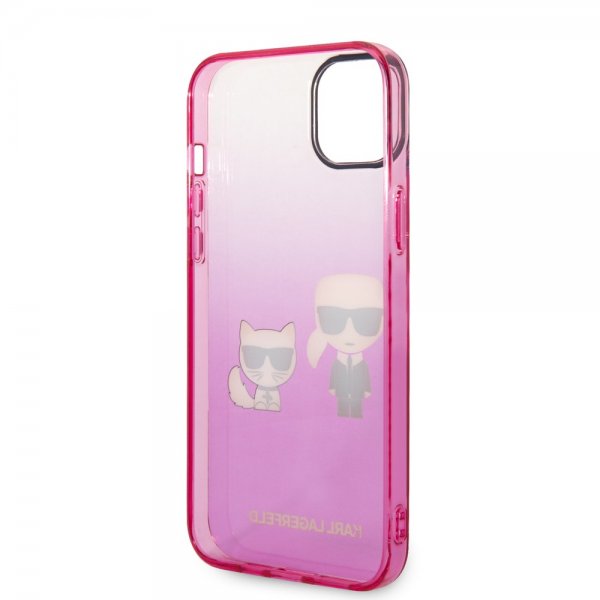 Karl Lagerfeld iPhone 14 Plus Deksel Karl & Choupette Gradient Rosa