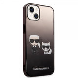 Karl Lagerfeld iPhone 14 Plus Deksel Karl & Choupette Gradient Svart