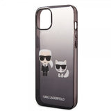 Karl Lagerfeld iPhone 14 Plus Deksel Karl & Choupette Gradient Svart
