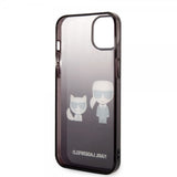 Karl Lagerfeld iPhone 14 Plus Deksel Karl & Choupette Gradient Svart