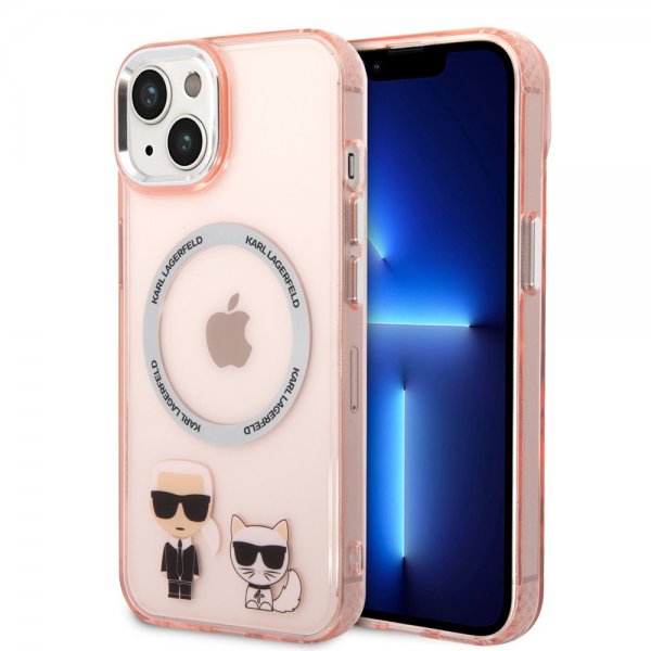 Karl Lagerfeld iPhone 14 Plus Deksel Karl & Choupette MagSafe Rosa