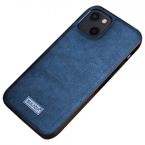 Sulada iPhone 14 Plus Deksel Skinntekstur Blå