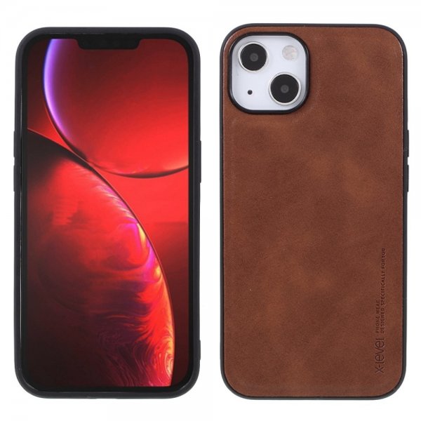X-Level iPhone 14 Plus Deksel Skinntekstur Brun