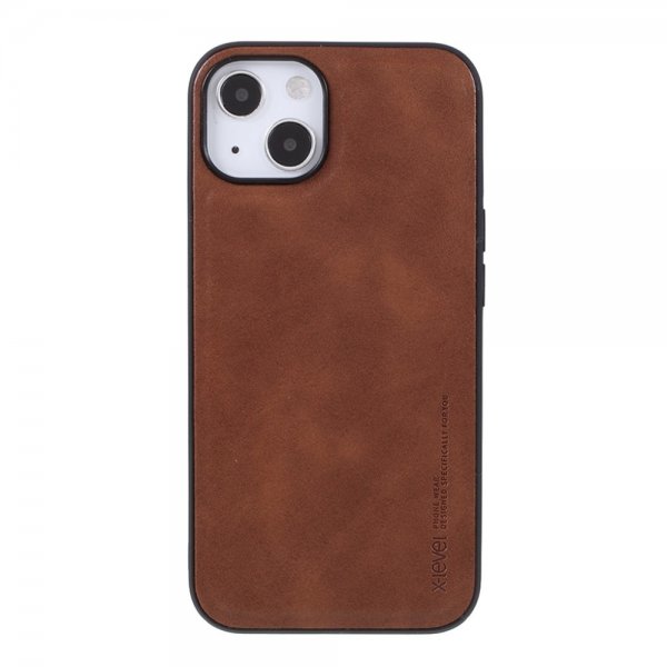X-Level iPhone 14 Plus Deksel Skinntekstur Brun