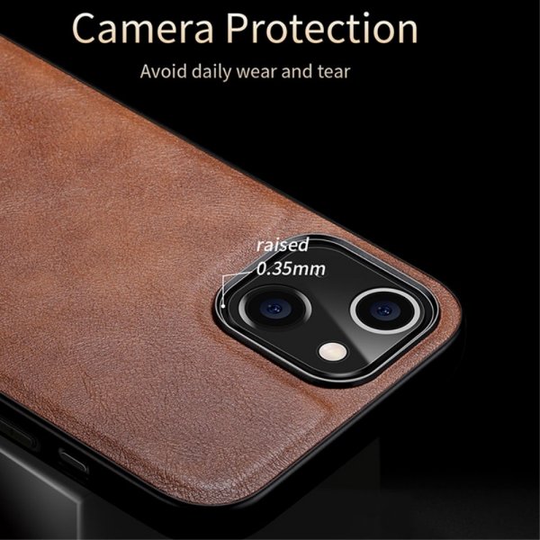 X-Level iPhone 14 Plus Deksel Skinntekstur Brun