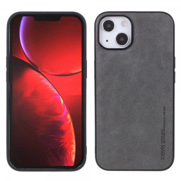 X-Level iPhone 14 Plus Deksel Skinntekstur Grå