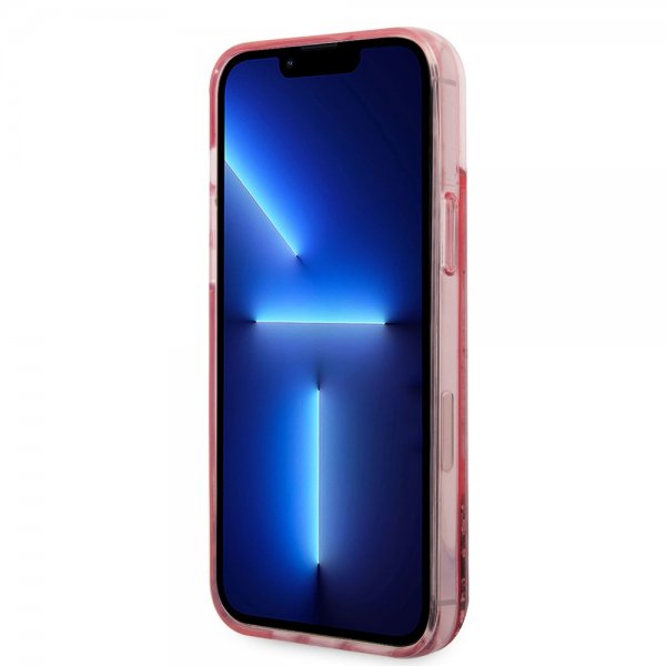 Karl Lagerfeld iPhone 14 Plus Deksel Liquid Glitter Big Logo Rosa