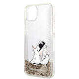 Karl Lagerfeld iPhone 14 Plus Deksel Liquid Glitter Choupette Gull