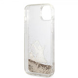 Karl Lagerfeld iPhone 14 Plus Deksel Liquid Glitter Choupette Gull