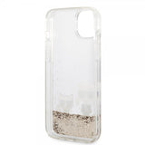 Karl Lagerfeld iPhone 14 Plus Deksel Liquid Glitter Karl & Choupette Gull