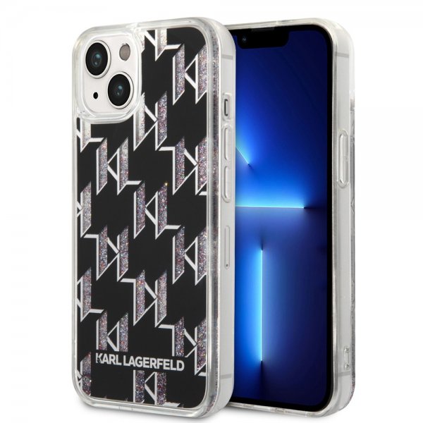 Karl Lagerfeld iPhone 14 Plus Deksel Liquid Glitter Monogram Svart