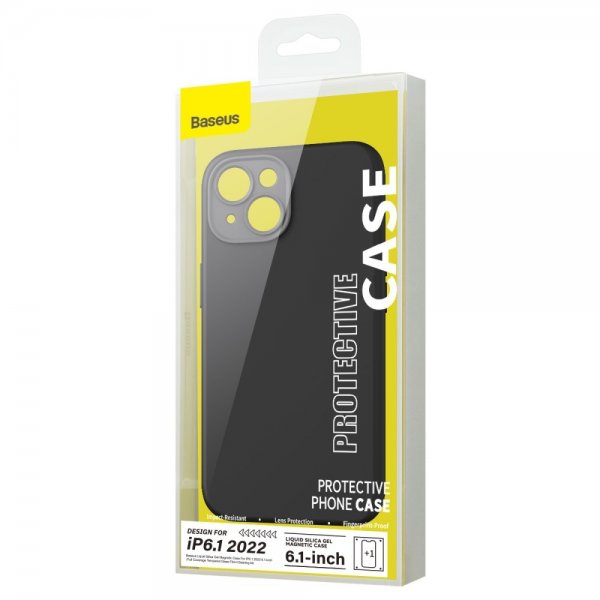 Baseus iPhone 14 Plus Deksel Liquid Silica Gel MagSafe Svart