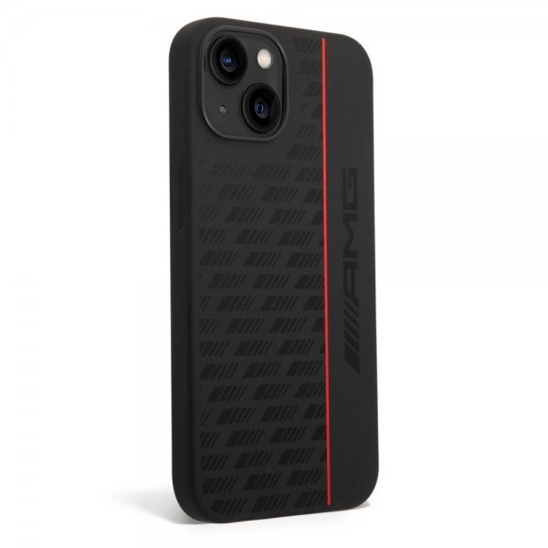 AMG iPhone 14 Plus Deksel Liquid Silicone Carbon Pattern Svart