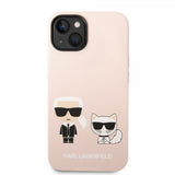 Karl Lagerfeld iPhone 14 Plus Deksel Liquid Silicone Karl & Choupette MagSafe Rosa