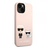 Karl Lagerfeld iPhone 14 Plus Deksel Liquid Silicone Karl & Choupette MagSafe Rosa